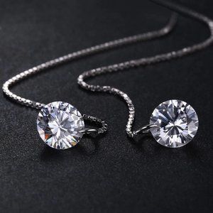 *925 Sterling Silver 4CT Diamond Chain Earrings
